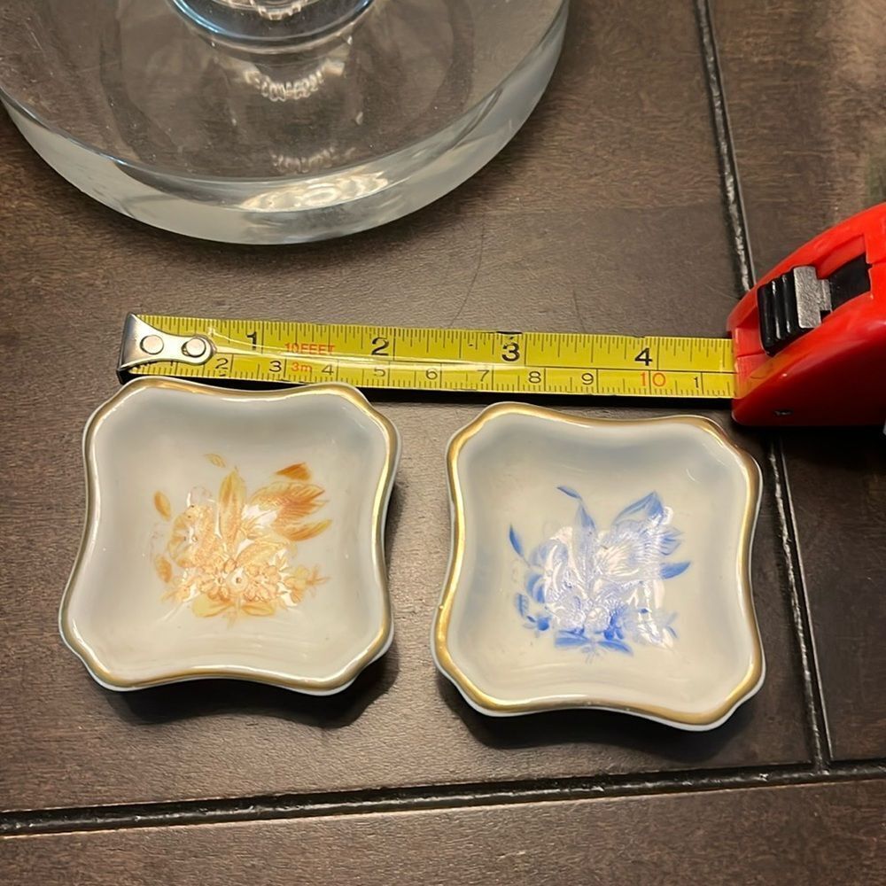 Two(2)Herend Vintage China Hungary Floral Small Mini Dish Ring Holder Trinket